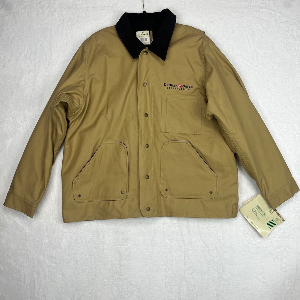 Filson Dry Tin Lined Cloth Field Jacket Vintage NWT Mens XXL USA Tan Embroidered